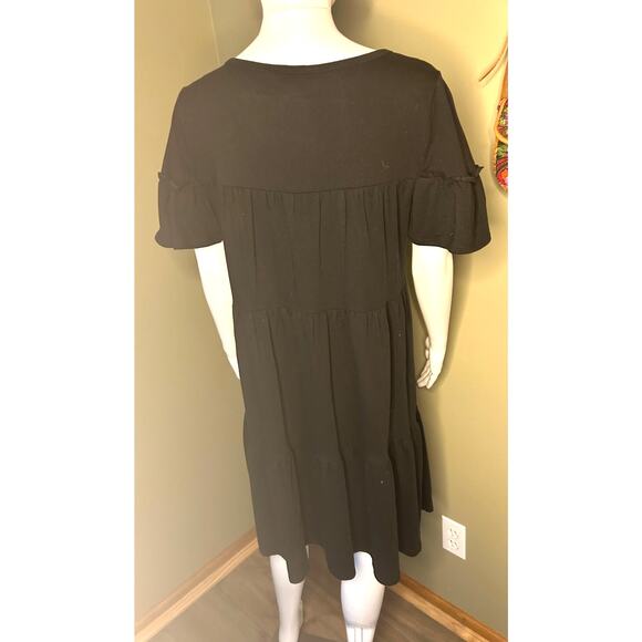 J. Crew Black Dress Short Tiered Flutter Sleeve Casual Knit NWT Size Small - Picture 9 of 10